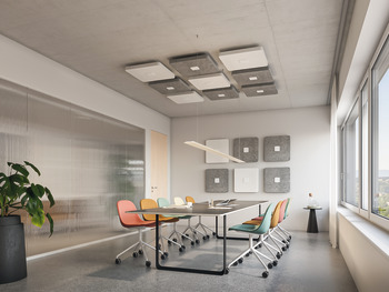 Pannello fonoassorbente a parete e soffitto, Rossoacoustic, Disc'n Dots, modello Q 600