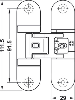cerniera per porta, Startec H7, montaggio invisibile, per porte interne con battuta semplice fino a 50/70 kg