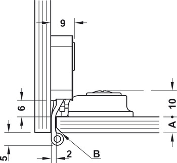 Cerniera da incollare per anta in cristallo, con rullo visibile, per  strutture completamente in cristallo, fuga 2 mm – in Häfele Italia Shop